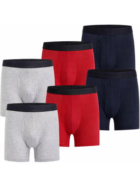Men’s Wrangler Cotton Stretch Boxer Briefs 6-Pack – Gray/Red/Blue – Size S -NIB